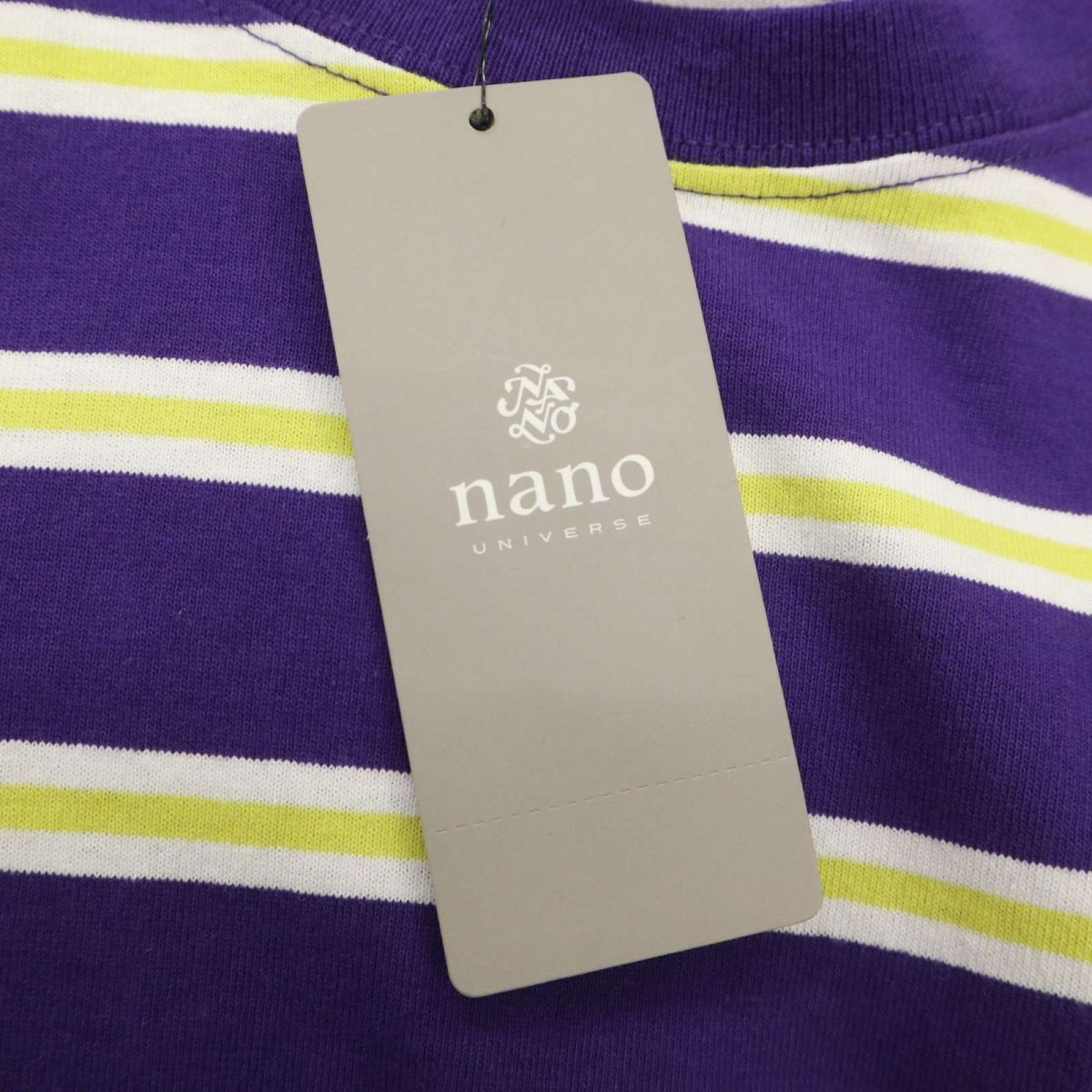 [ новый товар не использовался ] nano universe Nano Universe длинный рукав вырез лодочкой мульти- окантовка * cut and sewn long футболка Sz.L мужской C4T00753_1#F