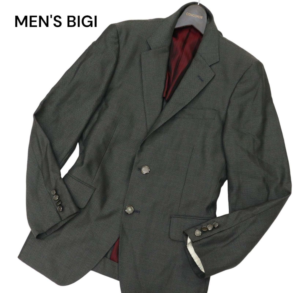 MEN\'S BIGI мужской Bigi через год необшитый на спине тонкий [ шелк .* шерсть ] 2B tailored jacket Sz.2 мужской серый сделано в Японии C4T00853_1#O