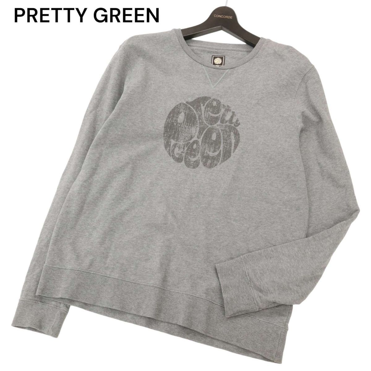 PRETTY GREEN プリティグリーン 通年 ロゴプリント★ スウェット プルオーバー トレーナー Sz.3　メンズ 灰 ポルトガル製　C4T00811_1#I_画像1