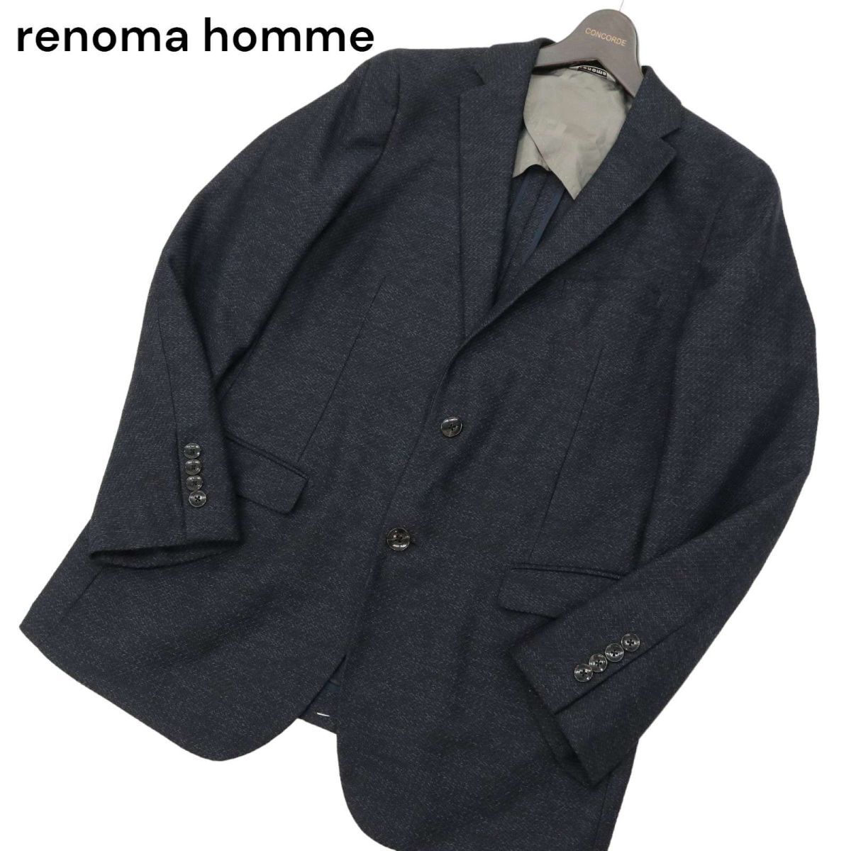 renoma homme レノマ オム 通年 2B テーラード ジャケット Sz.XL　メンズ ネイビー 大きいサイズ　C4T00927_2#O_画像1