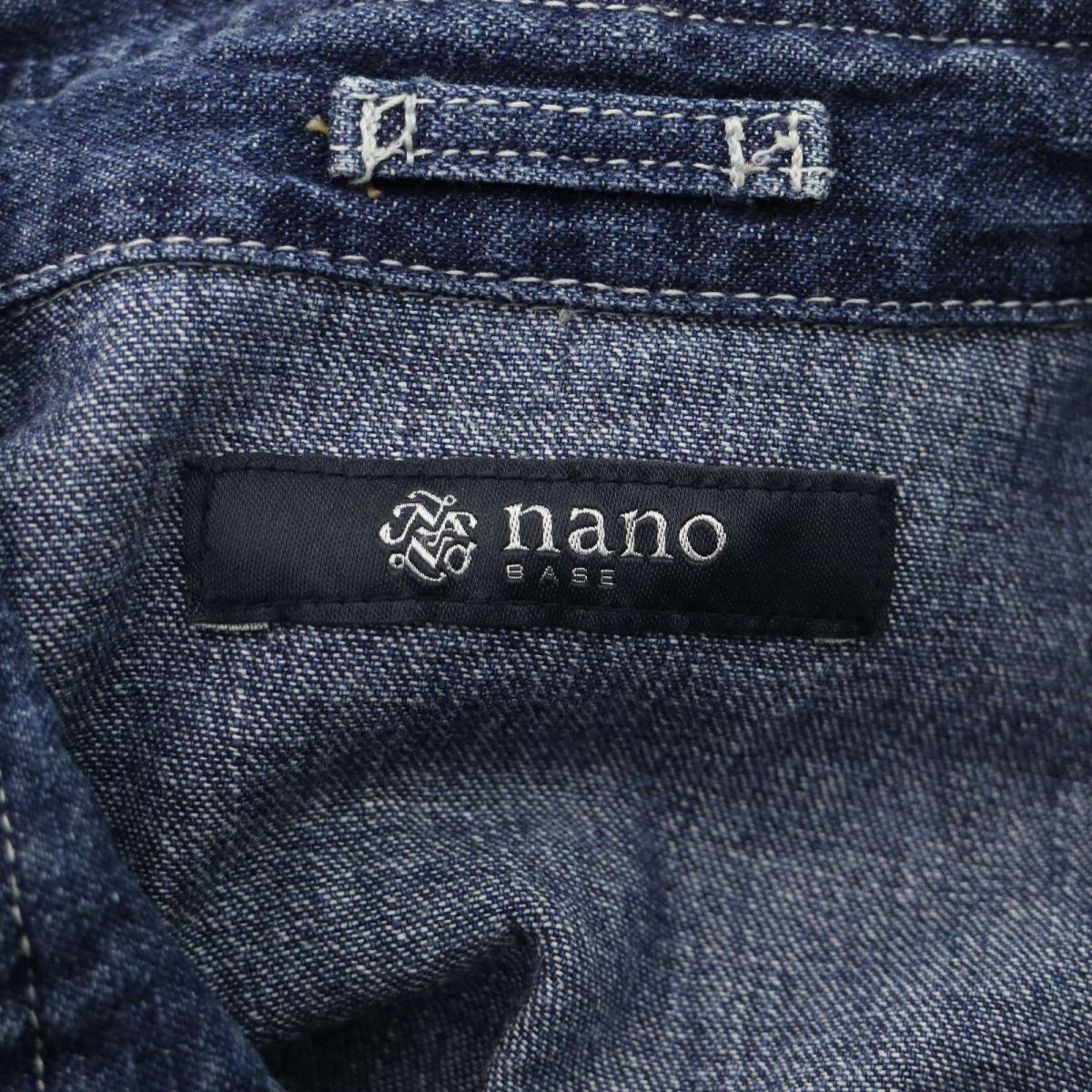 nano base ナノユニバース USED加工★ 長袖 ウエスタン デニム シャツ Sz.L　メンズ　C4T01004_2#C_画像5