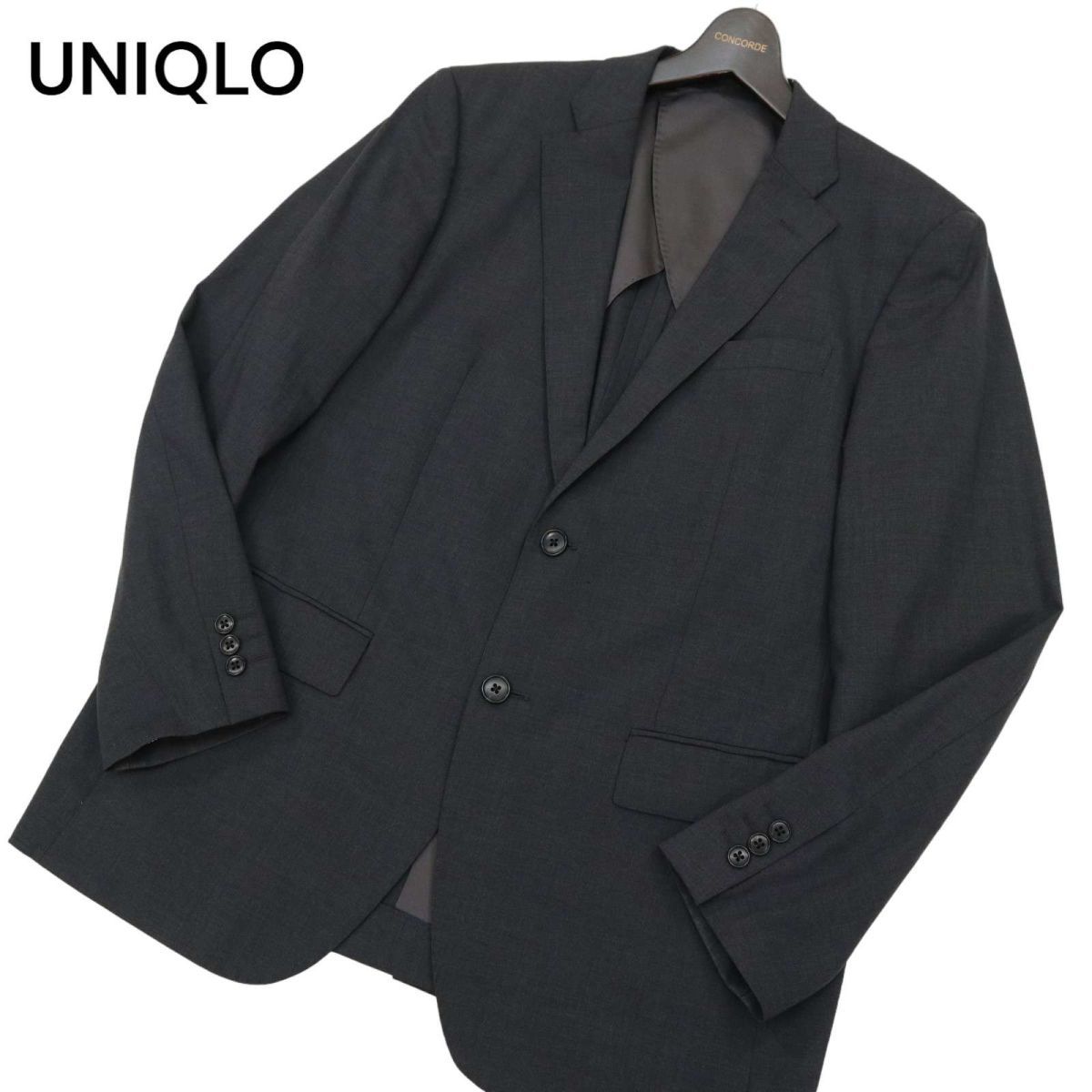 UNIQLO ユニクロ 通年 背抜き REGULAR FIT★ ストレッチ ウールブレンド テーラード ジャケット Sz.L　メンズ グレー　C4T01113_2#O_画像1