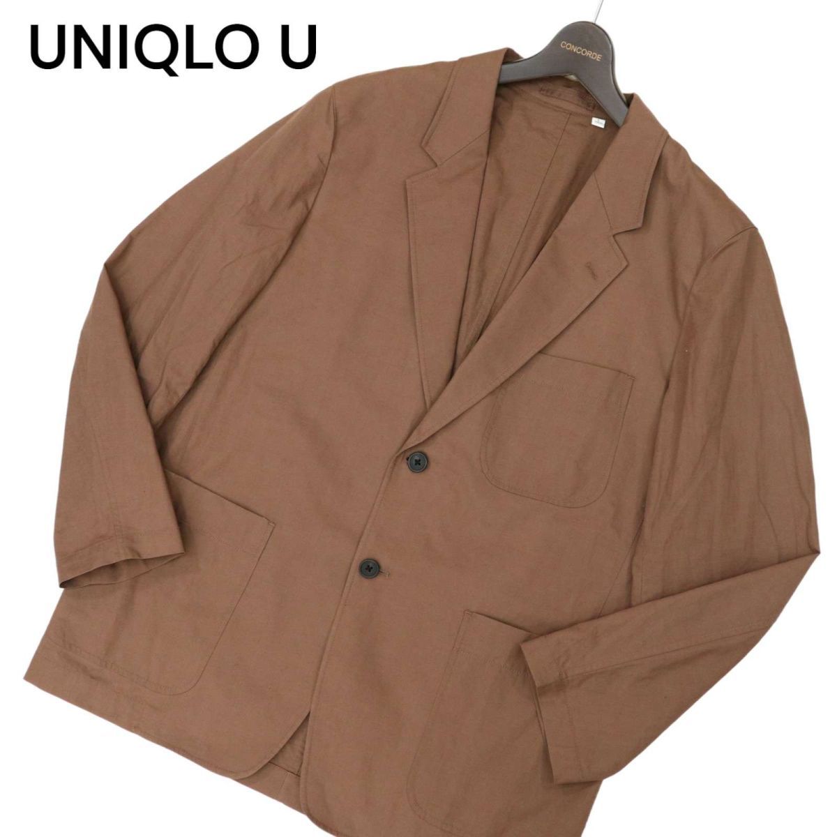 UNIQLO U ユニクロ ユー ルメール 春夏 コットン リネン★ オーバーサイズ テーラード ジャケット Sz.L　メンズ　C4T01294_2#M_画像1