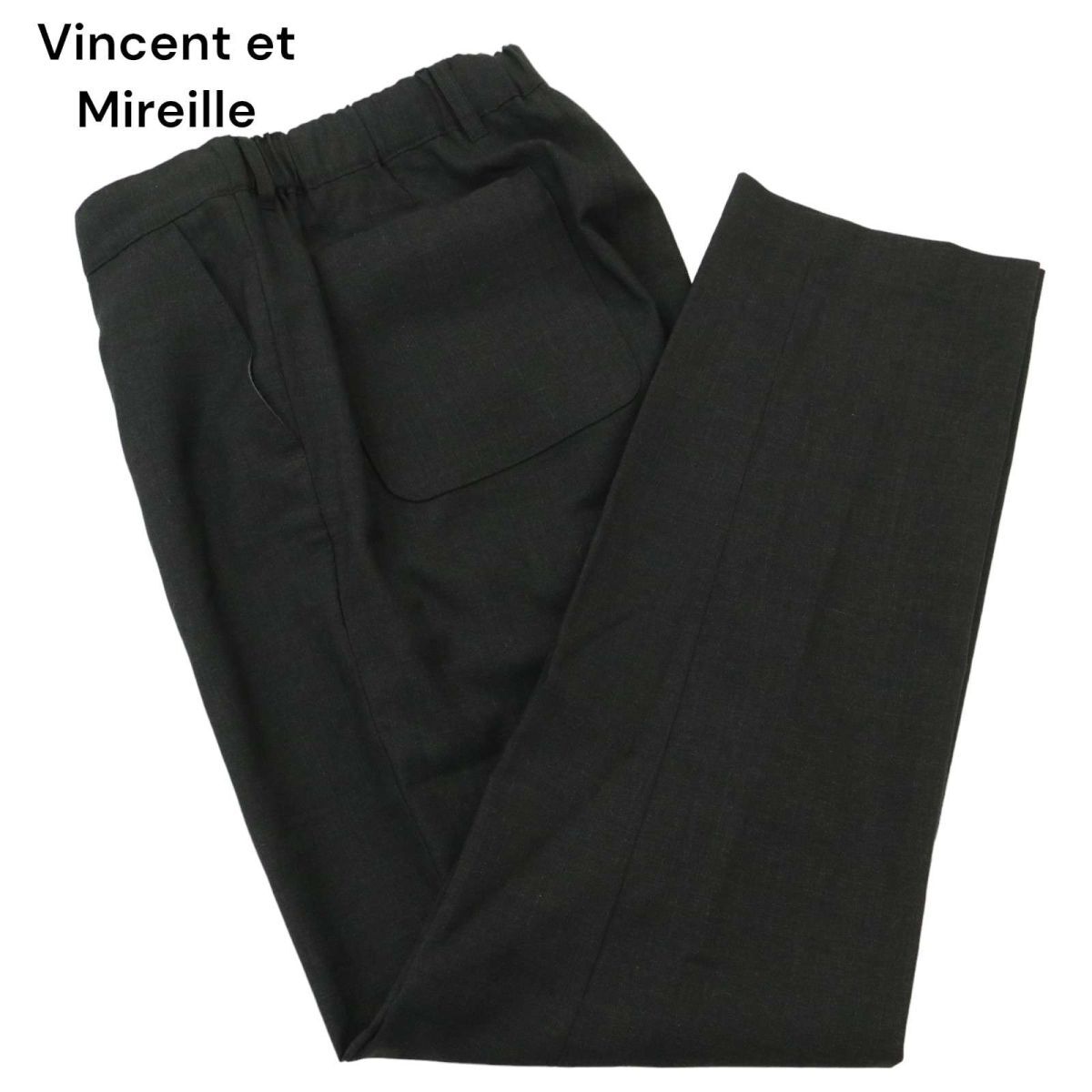 Vincent et Mireille ヴァンソンエミレイユ 春夏 ストレッチ ウール スラックス パンツ Sz.40　メンズ ダークグレー 日本製　C4B00788_2#P_画像1