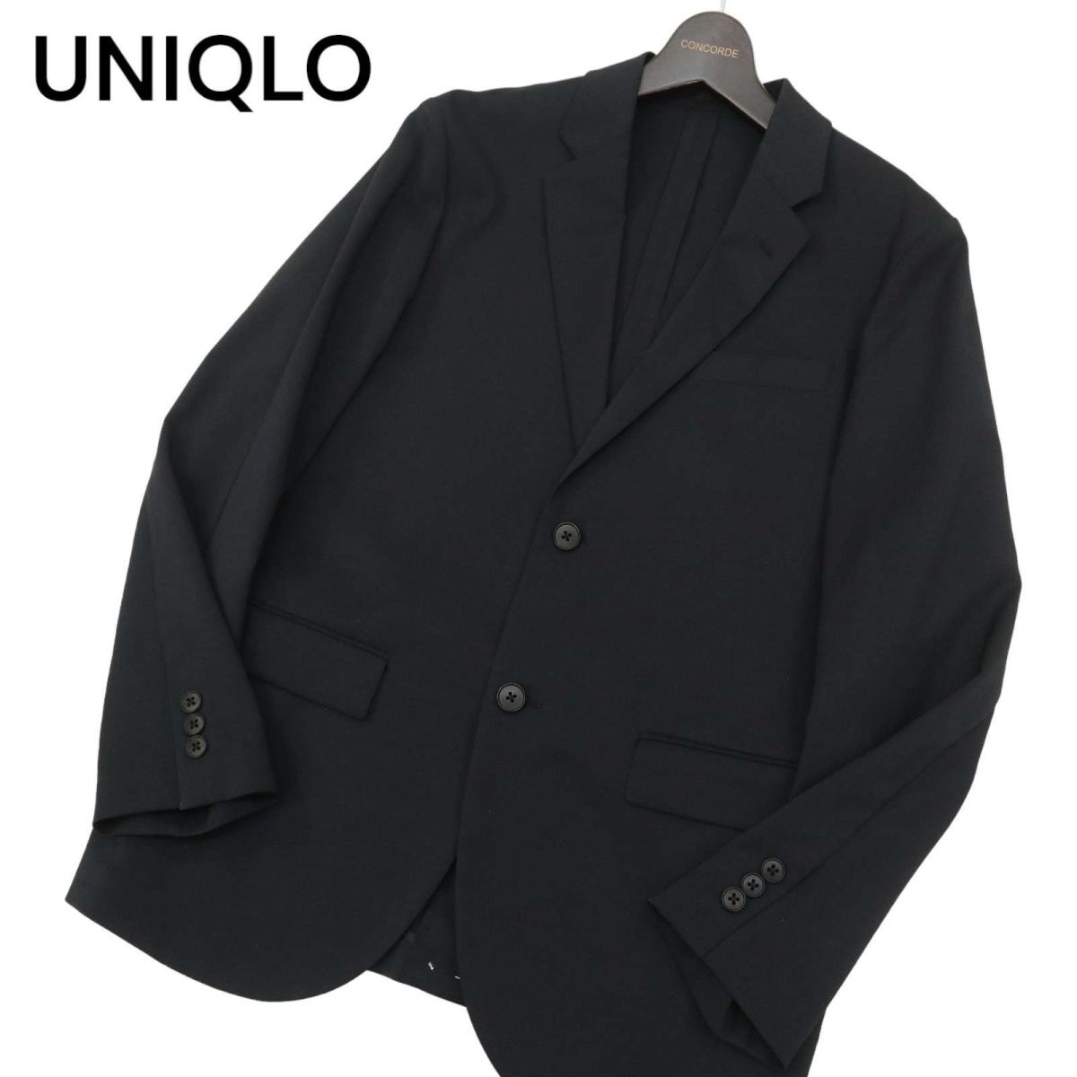 UNIQLO ユニクロ 通年 SLIM FIT 感動ジャケット★ 2B テーラード ジャケット Sz.S　メンズ 黒　C4T01337_2#O_画像1