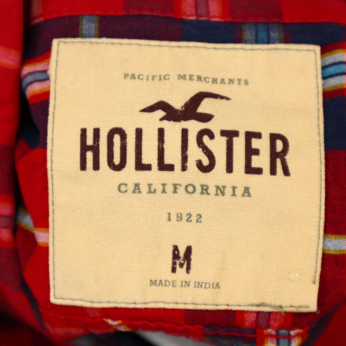 HOLLISTER ホリスター 通年 長袖 ロゴ刺繍★ ボタンダウン チェック シャツ Sz.XS　メンズ 赤　C4T01503_2#C_画像7