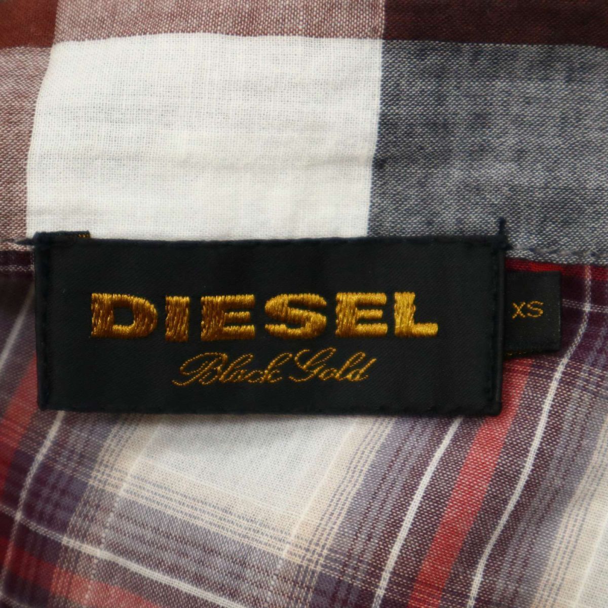 DIESEL BLACK GOLD ディーゼル 高級ライン★ 春夏 長袖 【麻 リネン混】 切替 チェック シャツ Sz.XS　メンズ　C4T01495_2#A_画像5