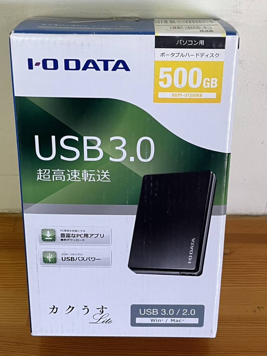 使用時間極少 HDPF-UT500KB 2.5インチ 外付け ハードディスク ポータブル 500GB 「超高速カクうすLite」の画像1