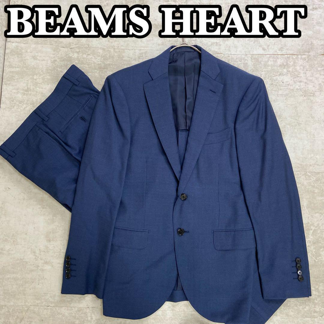 BEAMS HEART　ビームスハート　メンズ　ビジネススーツ　セットアップ　シングルテーラードジャケット　２ボタン　ネイビー　M　４４号