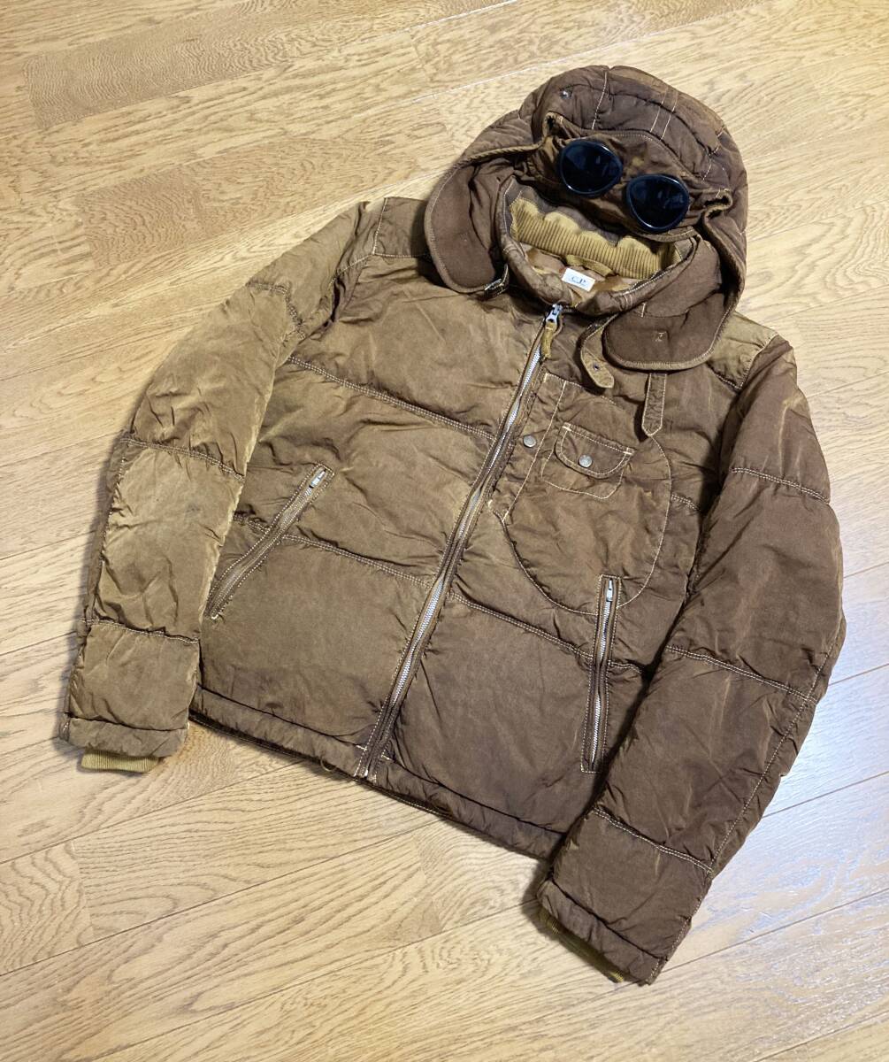 美品☆[C.P.COMPANY] 12AW FROST DYED GOGGLE DOWN JACKET 製品染め ゴーグル ダウンジャケット 48 ブラウン CP シーピーカンパニー_画像1