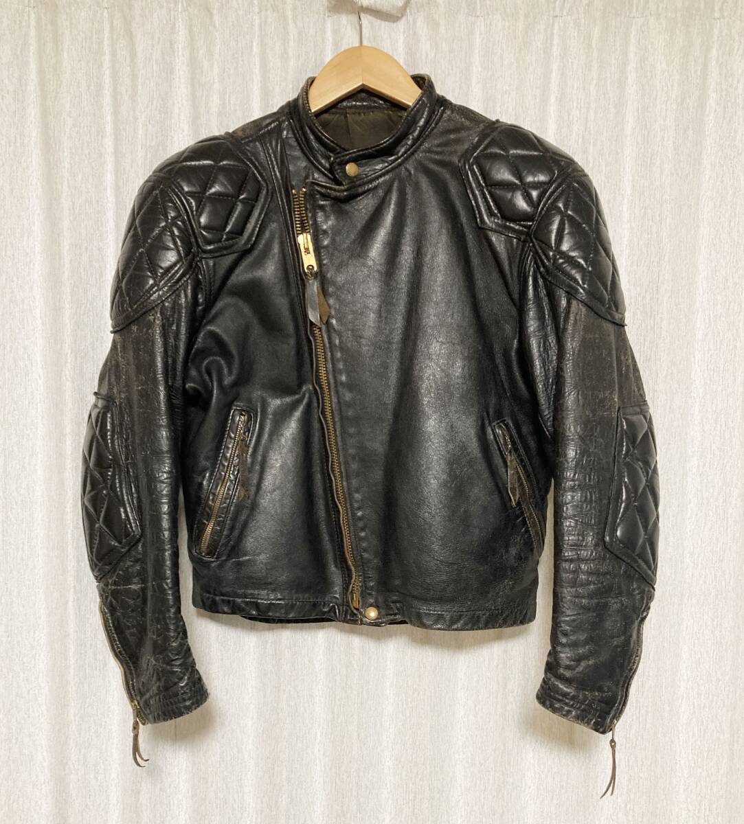 [80s Langlitz Leathers] Padded Cascade パテッドキャスケード ライダース レザージャケット 40程度 本革 ラングリッツレザー_画像1