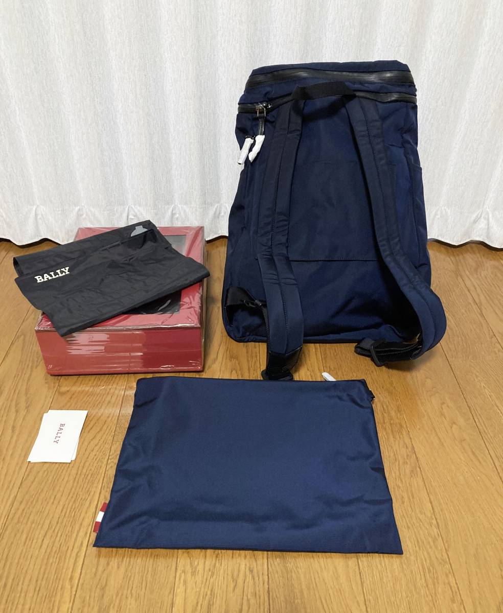 未使用 [BALLY] 23SS 'ESCAPE COLLECTION' ON THE GO BACKPACK レザー切替 ナイロンバックパック リュック クラッチバッグ ネイビー バリー_画像2