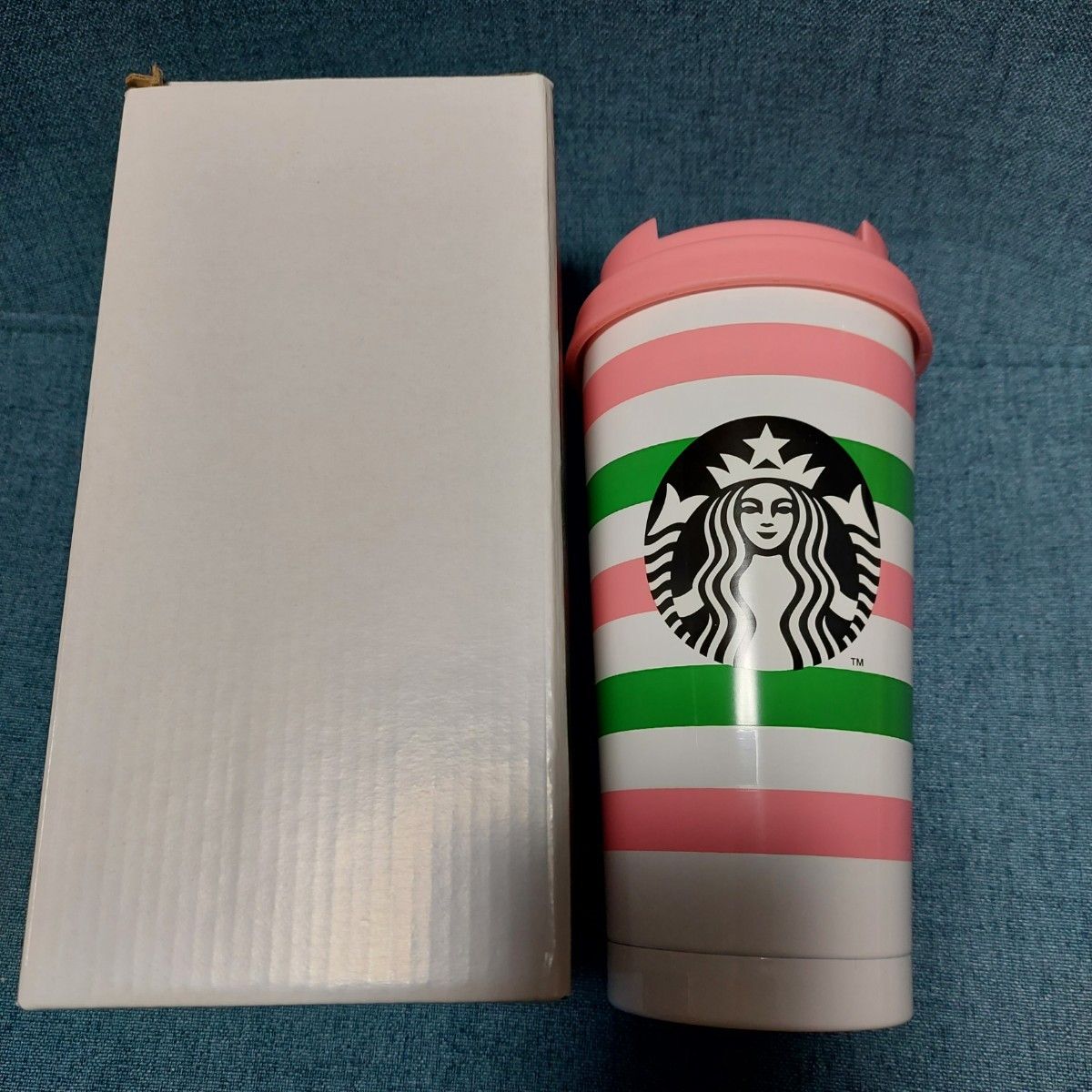 【未使用】STARBUCKS/スターバックス×kate spade/ケイトスペードストライプ　ステンレスタンブラー　473ml