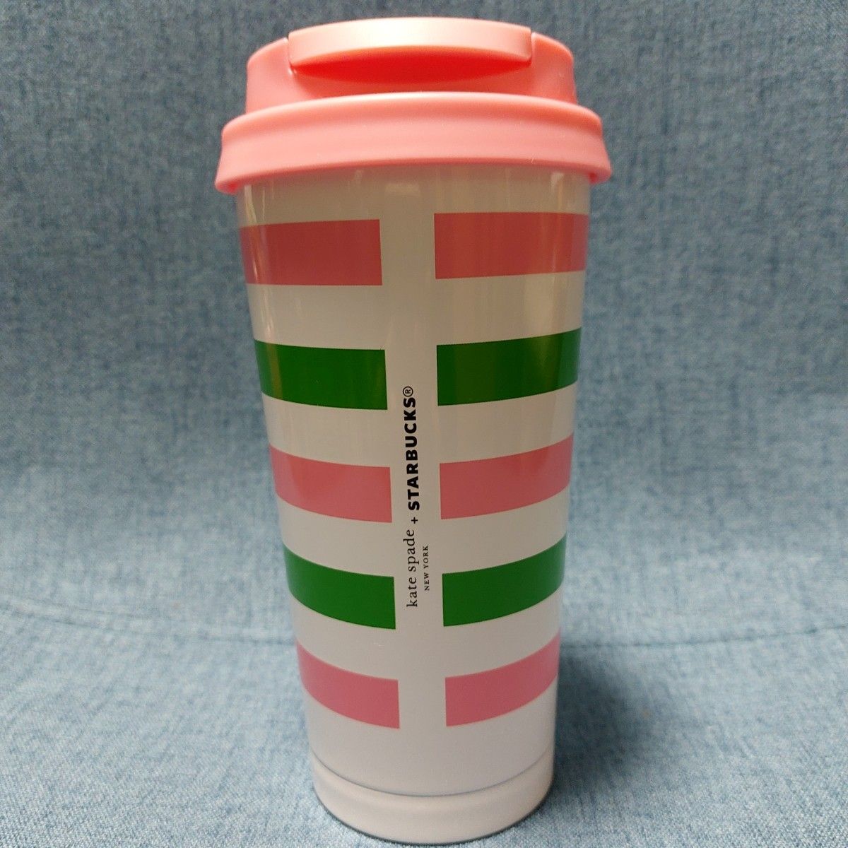 【未使用】STARBUCKS/スターバックス×kate spade/ケイトスペードストライプ　ステンレスタンブラー　473ml