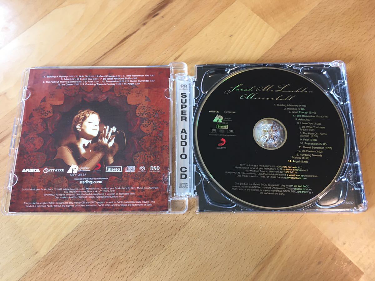 Sarah McLachlan / Mirrorball(Hybrid SACD)サラ・マクラクラン / ミラー・ボール～ライヴ(Analogue Productions : CAPP 053 SA)アナプロ盤_画像4