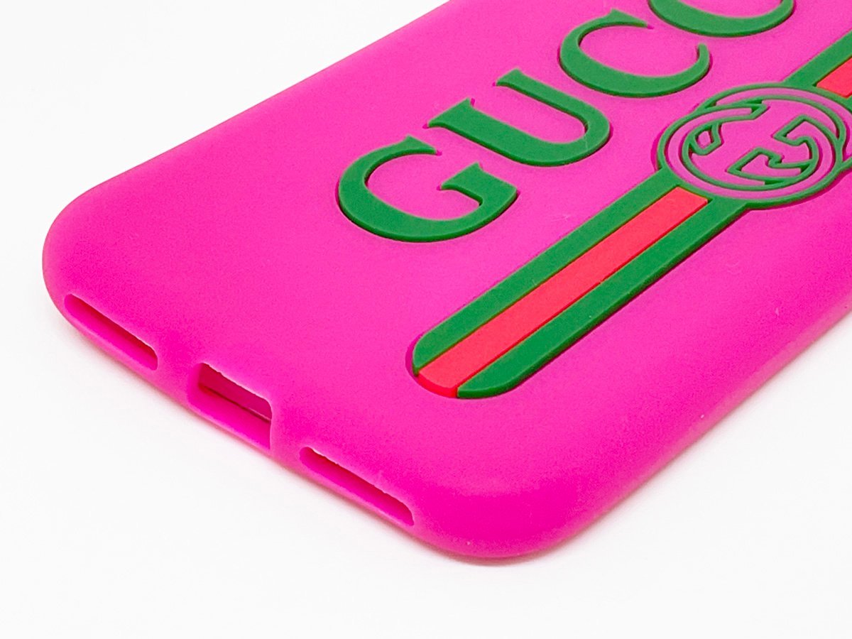 【送料無料】美品 GUCCI グッチ iPhone 7/8/SE（第2・3世代） ケース シリコン ラバー アイフォンケース 499320 ピンク シュリーライン_画像6