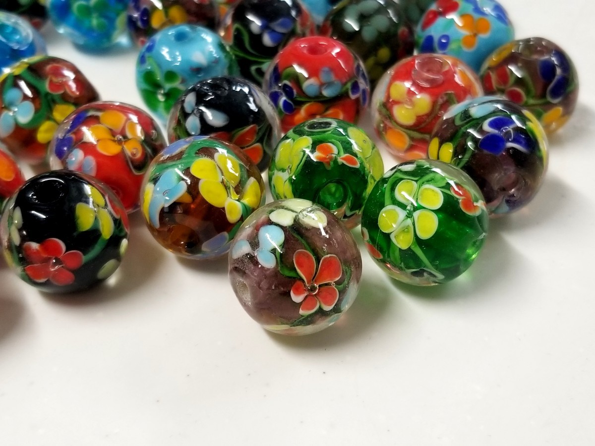 ガラス工芸 とんぼ玉 花模様 トンボ玉20㎜ 大粒の画像3