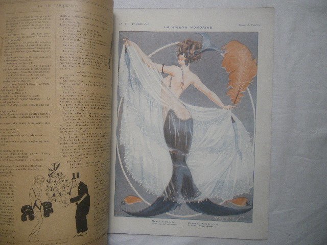 1920年 フランス アールデコ雑誌 La Vie Parisienne Rene Prejelan/Fabien Fabiano/Vald'Es/Armand Vallee 女性画 挿絵イラスト_画像2