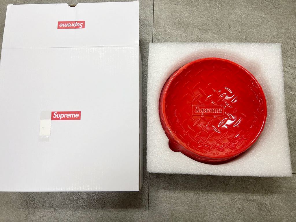 未使用品 23ss Supreme Diamond Plate Dog Bowl Red シュプリーム ダイヤモンド プレイト ドック ボウル 赤 レッド box logoボックスロゴ_画像2