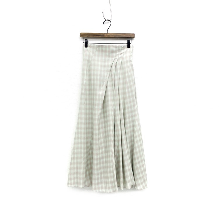 未使用品 23SS Mame Kurogouchi マメクロゴウチ Linen Mix Ombre Check Flare Skirt 竹籠チェックフレアスカート 1 MM23SS-SK008