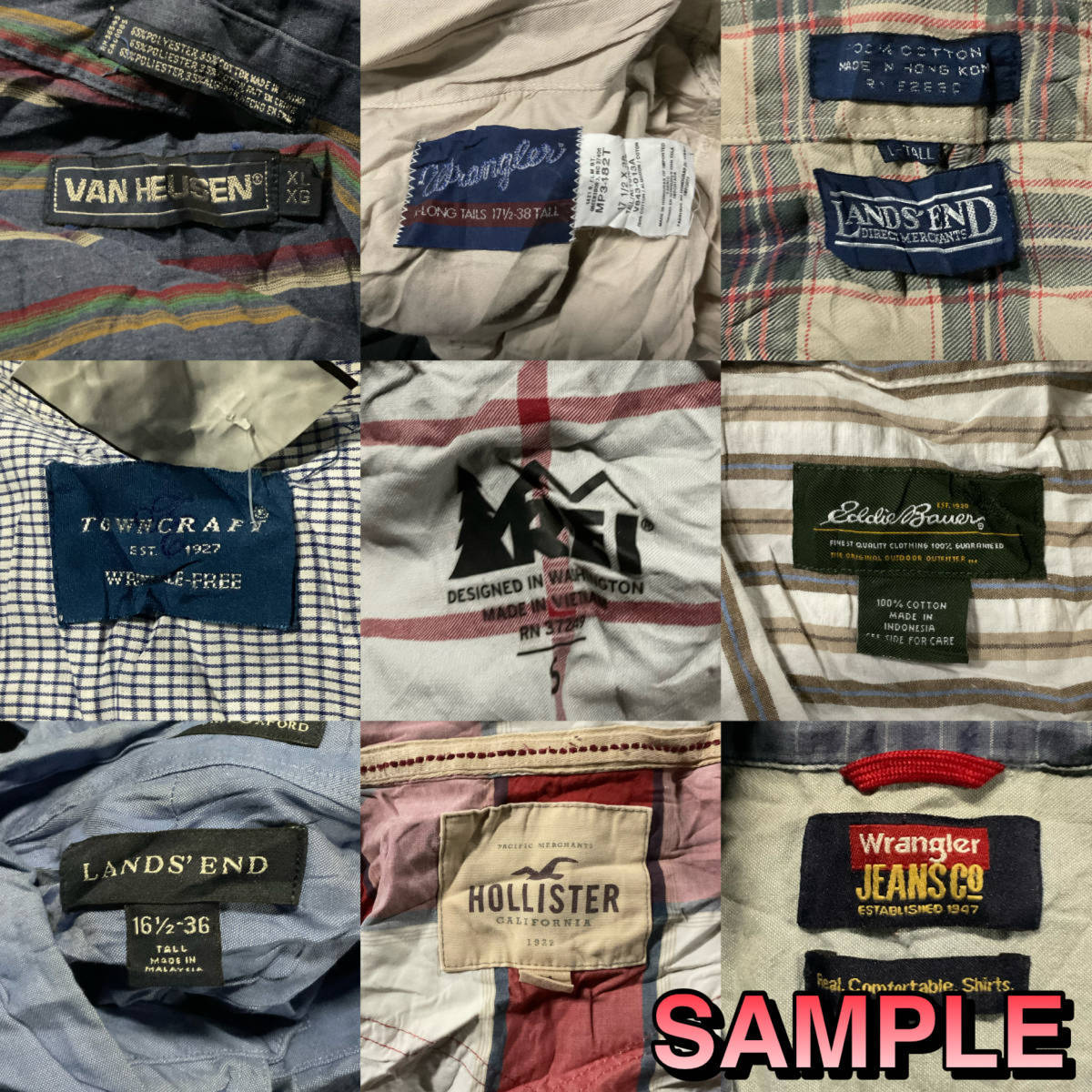 【T182】★1円スタート★ アメリカ古着卸オススメALL MEN'S SHIRT大量50kgベール商品 S/S L/S ブランド多め アメカジ ワーク 仕入れ_画像5