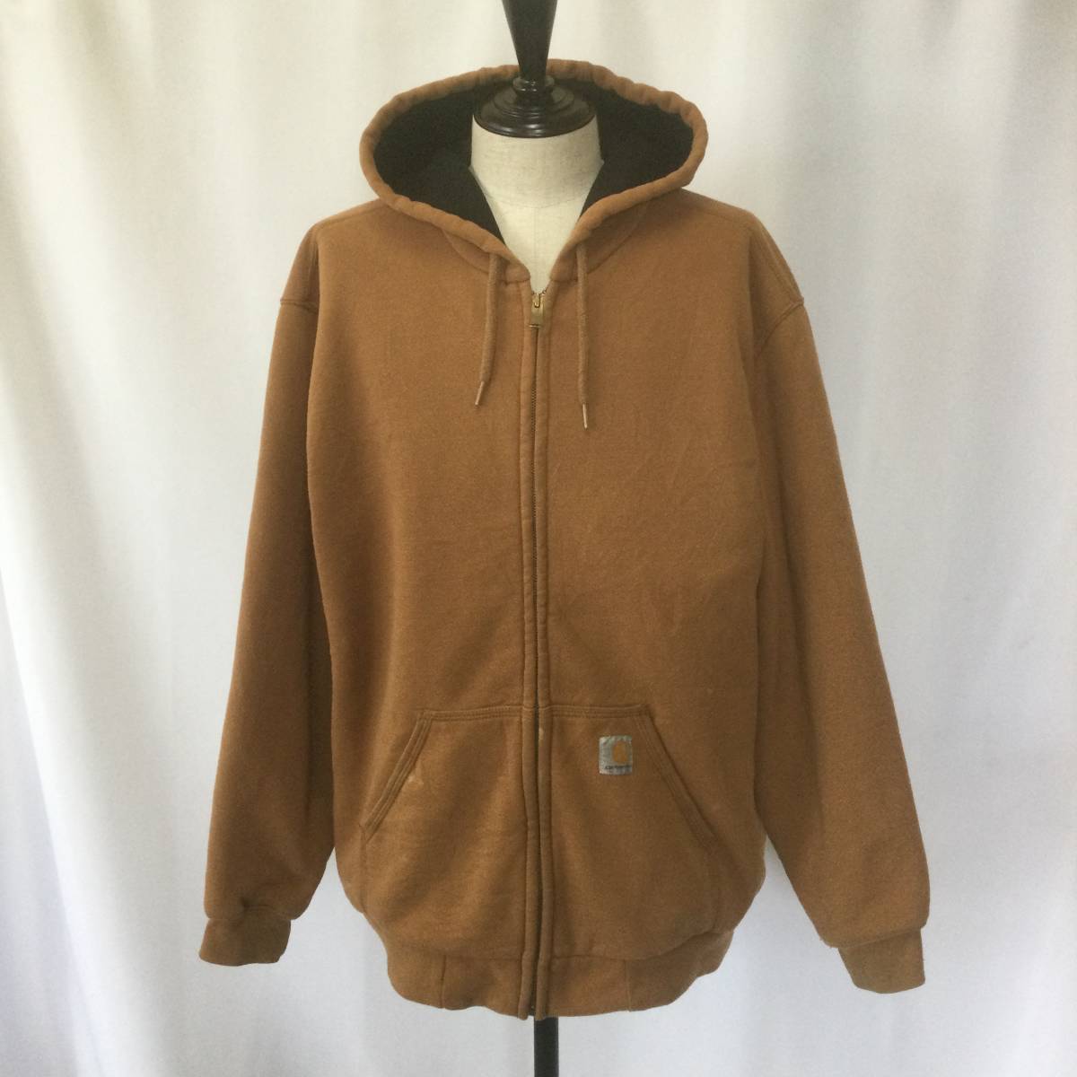 【N699】★Carhartt★ カーハート ジップアップ スウェット パーカー XLサイズ 裏地サーマル アメカジ アメリカ古着 古着 古着卸_画像1