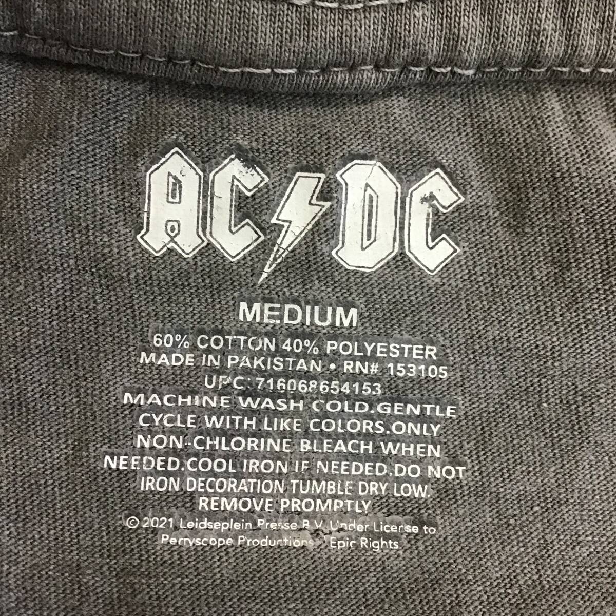 《 H 224》AC/DC 長袖Tシャツ ロンT バンド ロックバンド プリント Mサイズ グレー 1円スタート アメリカ古着 古着卸_画像4