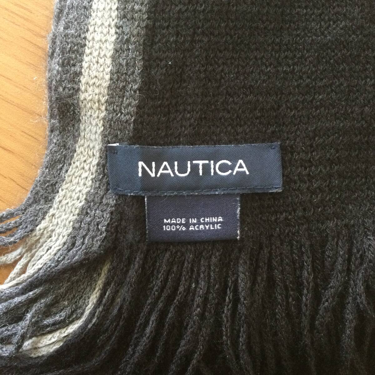 【N967】★nautica★ ノーティカ アクリル マフラー ブラック アメカジ 1円スタート アメリカ古着 古着 古着卸_画像3