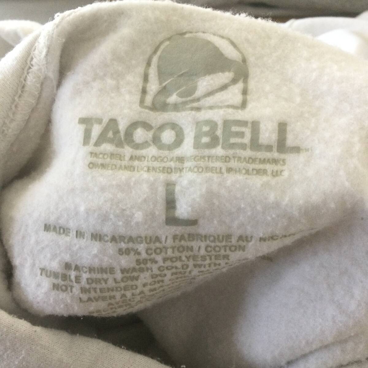 【N993】★TACO BELL★ タコベル プルオーバー スウェット パーカー Lサイズ ホワイト 企業パーカー アメリカ古着 古着 古着卸_画像10