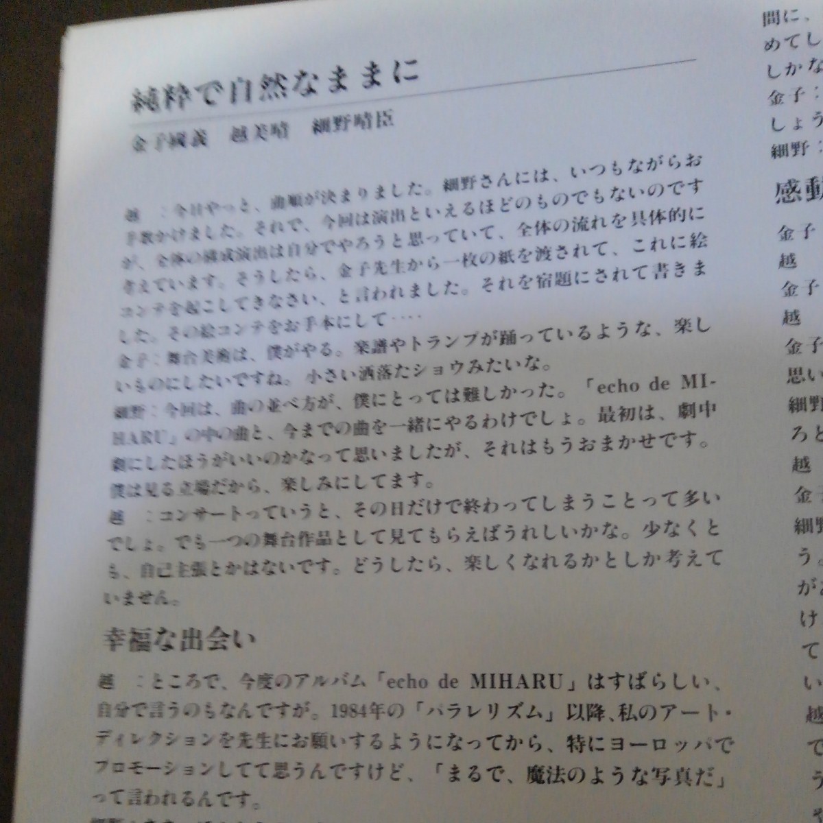 コシミハル　ツアーパンフレット　1987年　金子國義　細野晴臣とコシのケンダン掲載　表紙は金子　イラストは赤木仁　30センチのサイズ_画像5