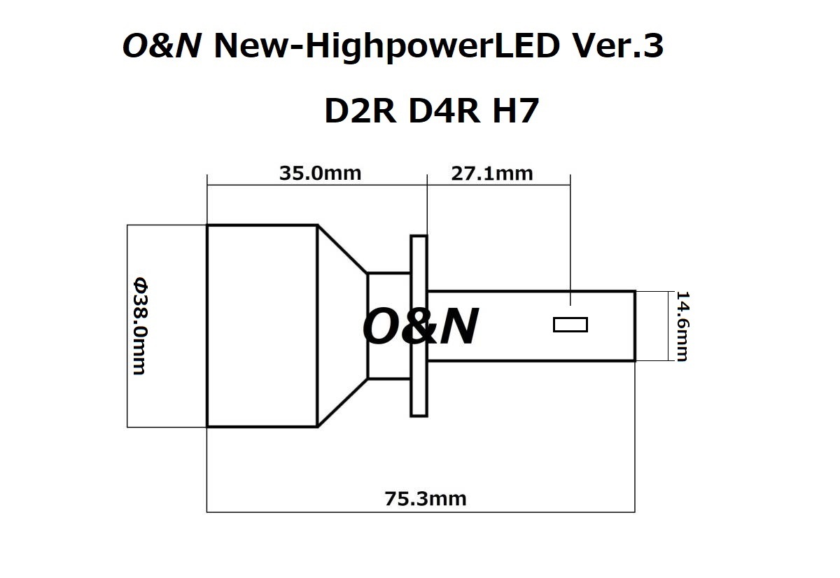 アップデート 詐称世界一注意！O&N リフレクターLED最強 New-HighpowerLED Ver.3 180W 65,000LM D2R D4R H7 他社製品より暗ければ全額返金_画像7