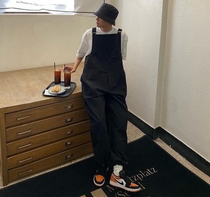  new goods! men's overall overall coveralls all-in-one suspenders trousers pe Inter work clothes casual S-XL black 