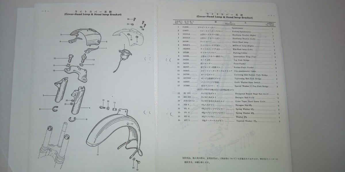 ホンダ ベンリィ号 125 パーツリスト 純正部品型録 ※コピー Honda Benly JC57（5J）JC58（5J）_画像4