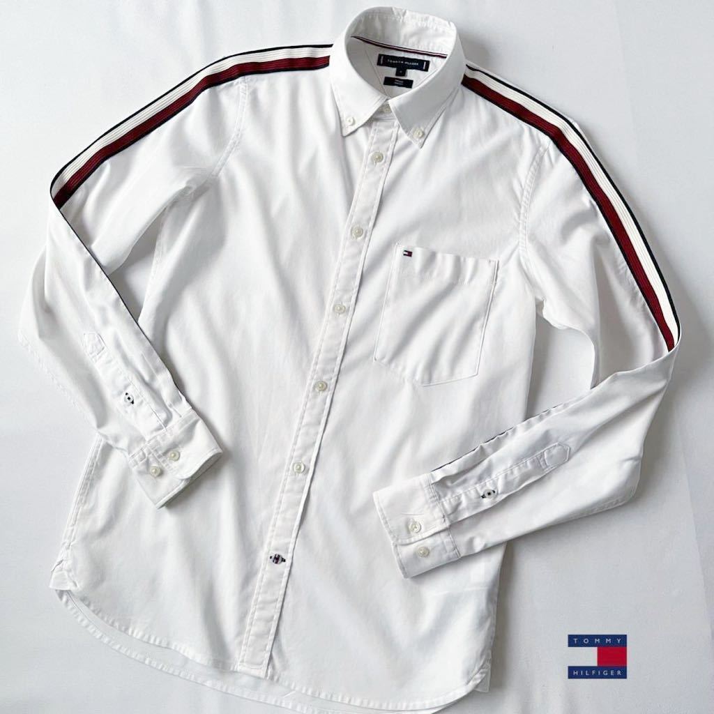 (美品) トミーヒルフィガー TOMMY HILFIGER ボタンダウン ストレッチ 長袖シャツ S (日本M) ホワイト シャツ _画像2