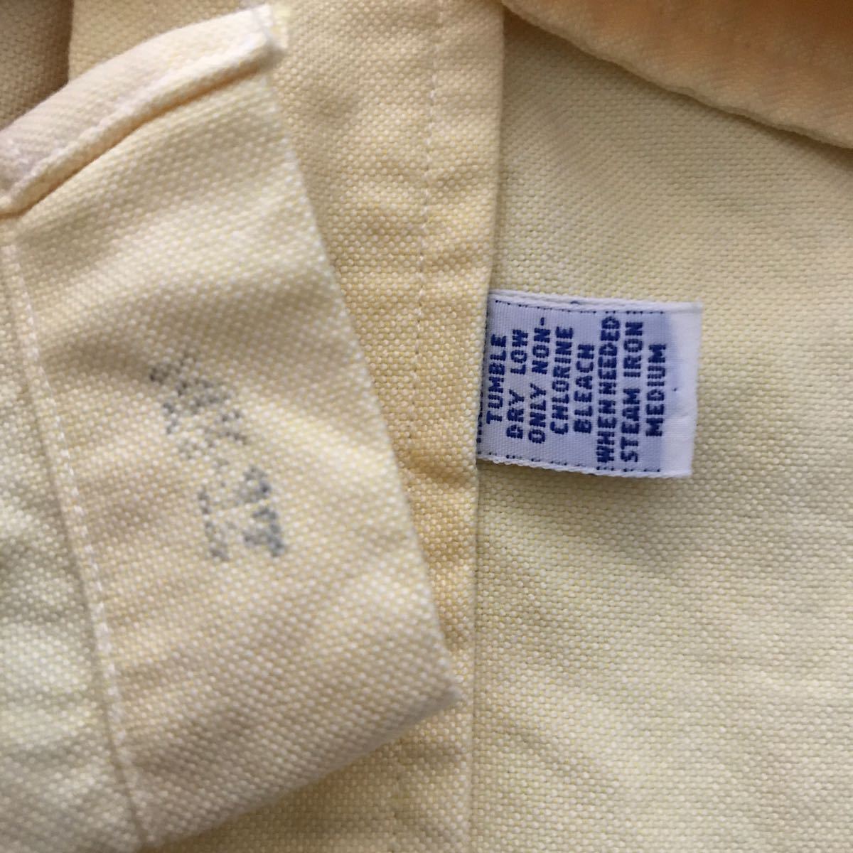 90's Polo Ralph Lauren ラルフローレン オックスフォード ボタンダウンシャツ BDシャツ 14 1/2 - 32 イエロー ビンテージ オールド 90年代_画像7