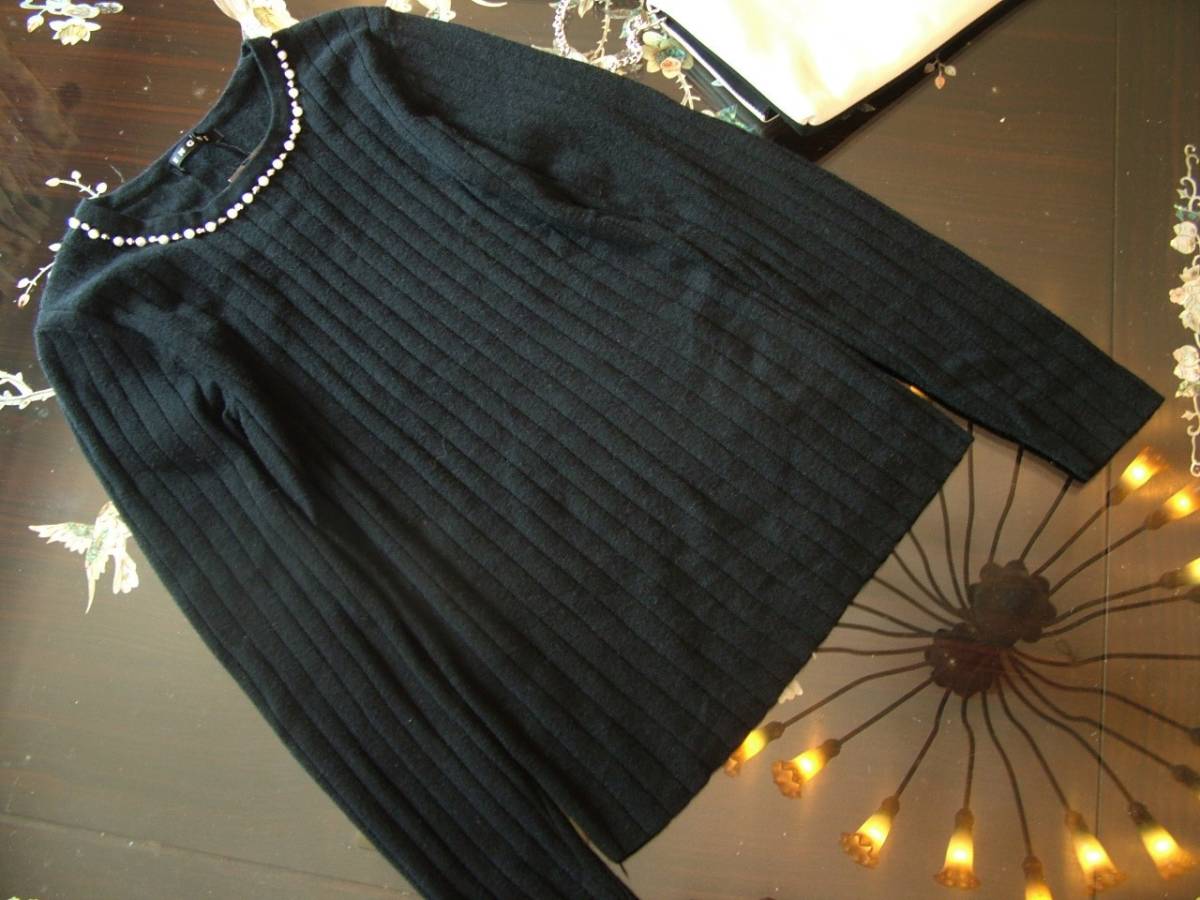 INGNI wing tops cut and sewn black pearl biju- new goods 