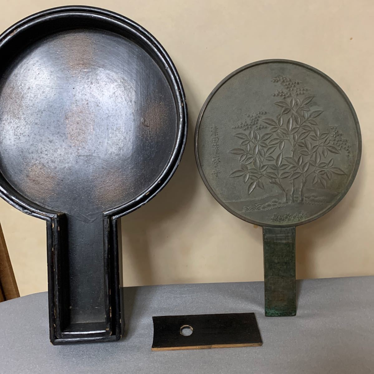 銅鏡 古鏡 江戸時代 中期　　アンティーク 在銘 箱付　　　　　　蔵出し品_画像6