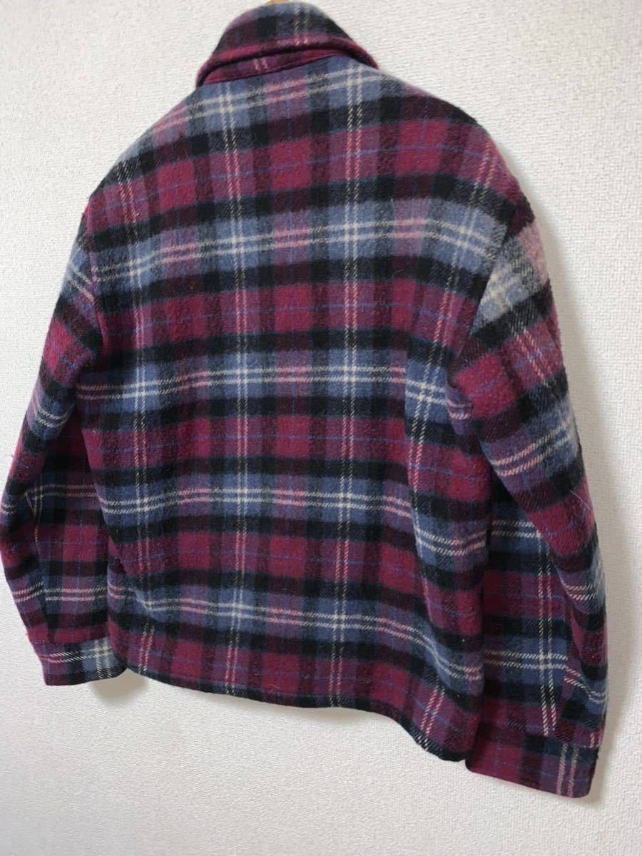 スペシャル 極美品 デトロイト USA製 70'sビンテージ JOHNSON WOOLEN MILLS オンブレチェック ウールジャケット 80's 60's 50's 40's 30's _画像6