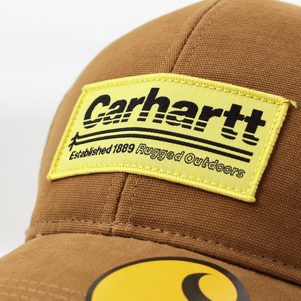 メッシュキャップ 帽子 メンズ カーハート Carhartt 105693 Mesh Back Outdoors Patch Trucker Hat ブラウン 3HJNK-01 USAの画像3