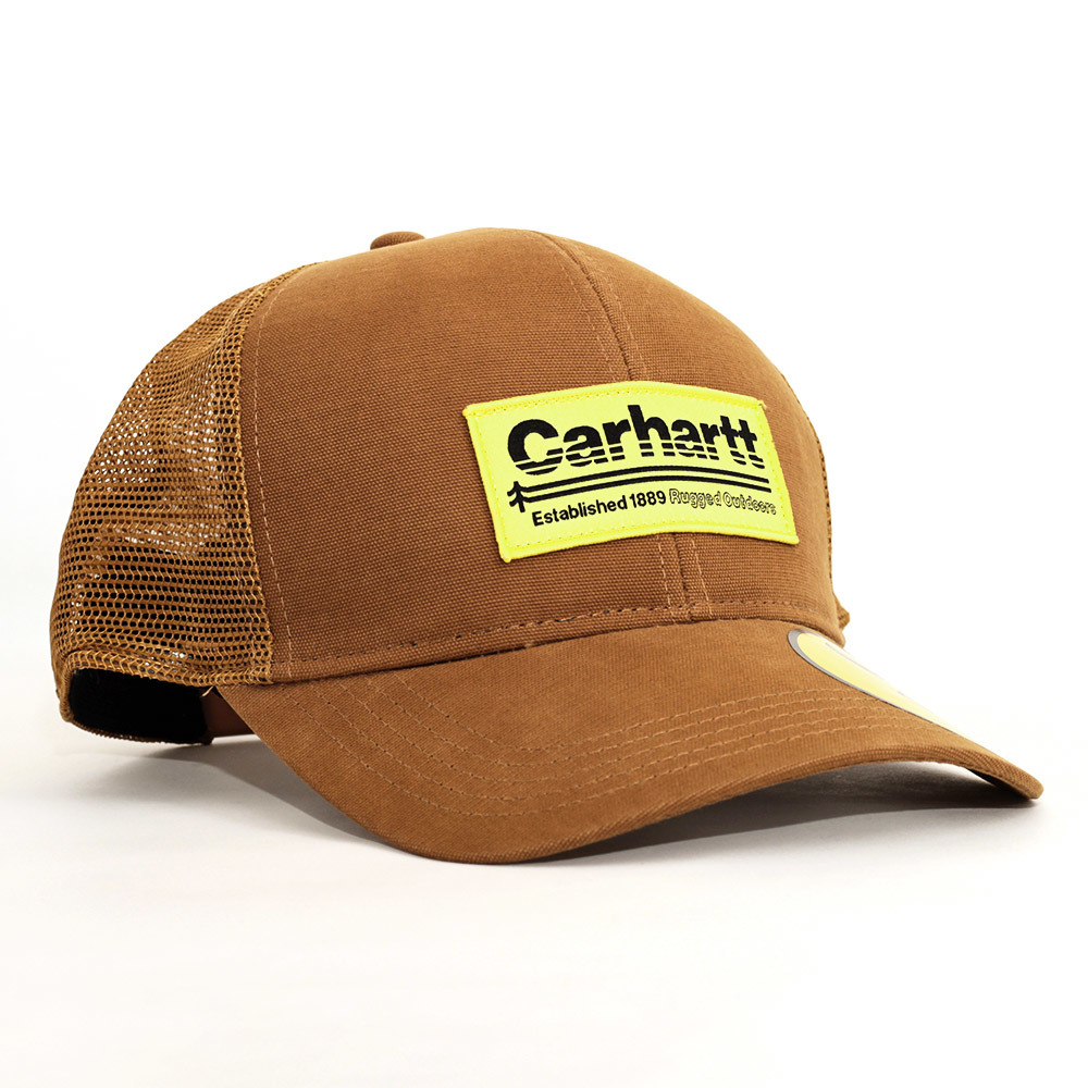 メッシュキャップ 帽子 メンズ カーハート Carhartt 105693 Mesh Back Outdoors Patch Trucker Hat ブラウン 3HJNK-01 USAの画像5