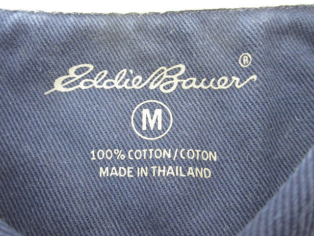 ★sm0790　未使用品　エディーバウアー　長袖　ポロシャツ　Mサイズ　紺・茶系　メンズ　Eddie Bauer　ボーダー　ラガーシャツ ストライプ _画像3