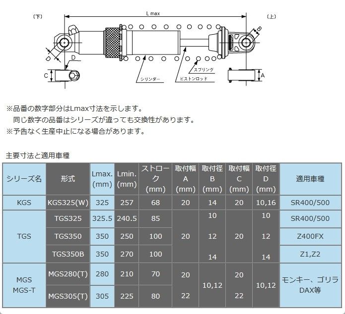 カヤバ(KYB) GASショック(2本SET)Z2/Z1 TGS350B【新品・未使用】 