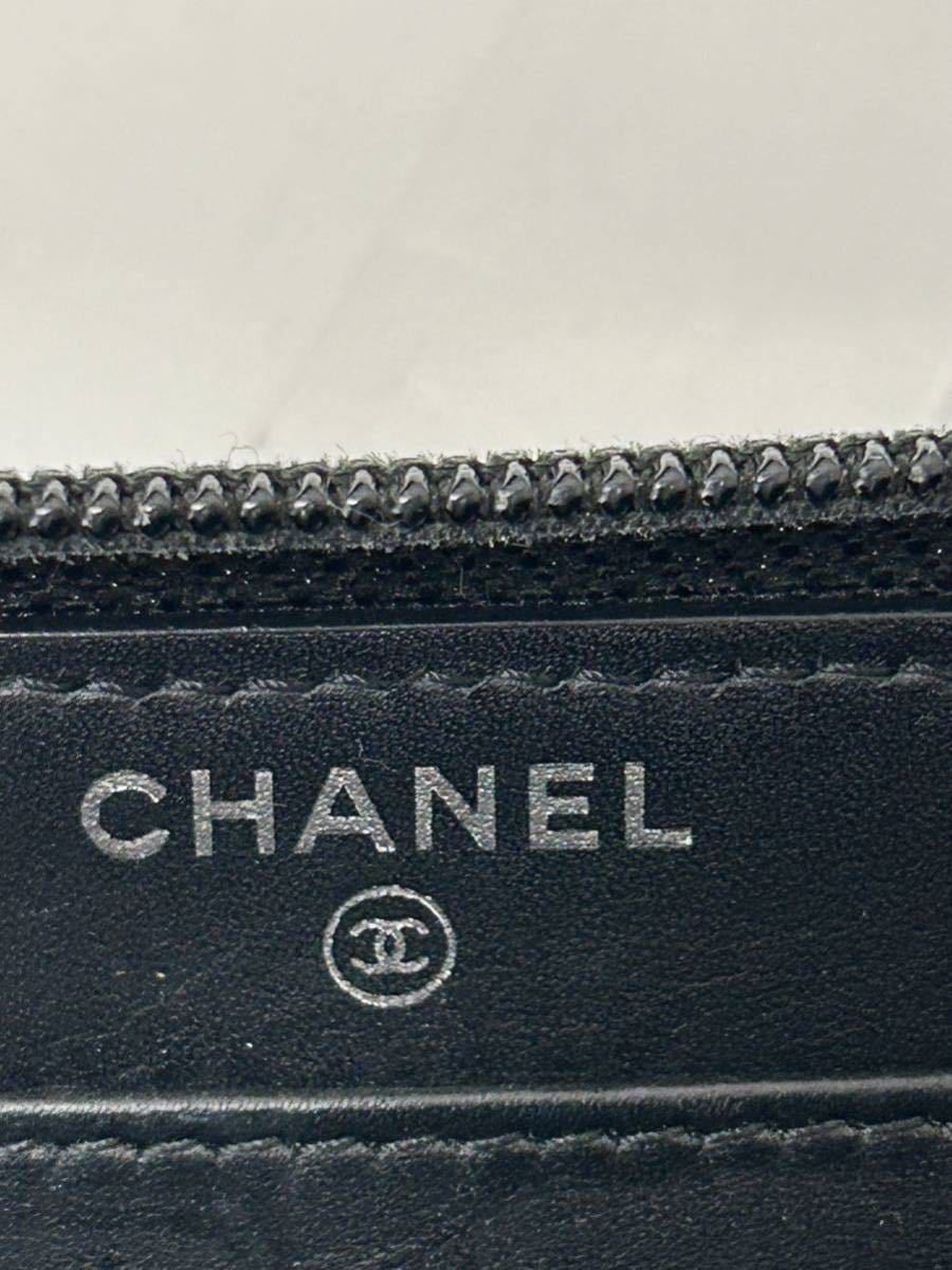 20240206【CHANEL】シャネル キャビアスキン デカココ ラウンドファスナー 長財布 ロゴ ブラック財布_画像10