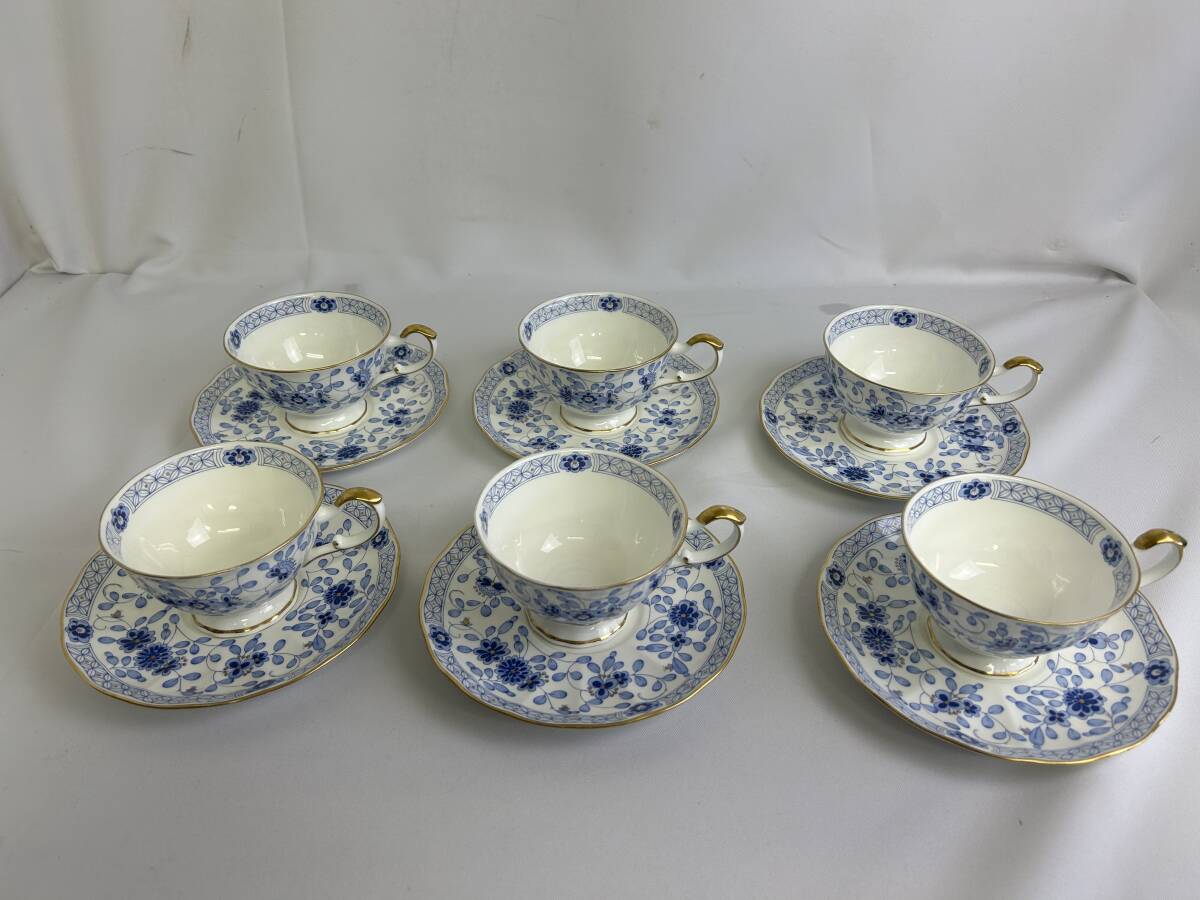 綺麗/NARUMI ナルミMilano ミラノ/カップ&ソーサー 6客 /梅の花/藍色/金彩/洋食器/中古品