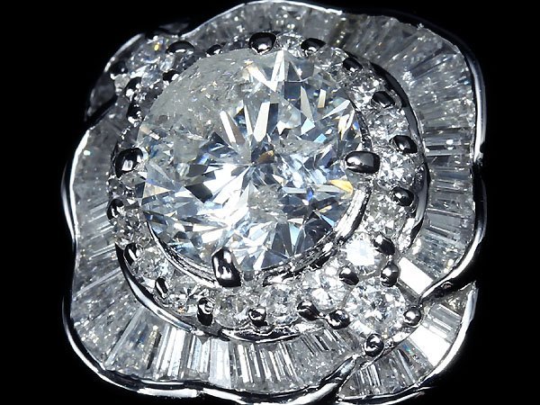 VGL10739SS【1円～】新品【RK宝石】《Diamond》上質ダイヤモンド 特大2.267ct 極上脇石ダイヤモンド 総計1.19ct Pt900 超高級リング ダイヤ_画像1