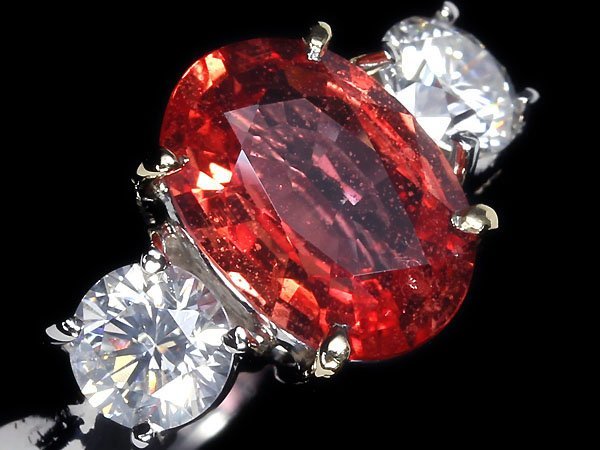 RL10489T【1円～】新品【RK宝石】希少宝石 極上パパラチャサファイア 大粒1.85ct 極上ダイヤモンド 0.62ct Pt900 K18 高級リング ダイヤ_画像4