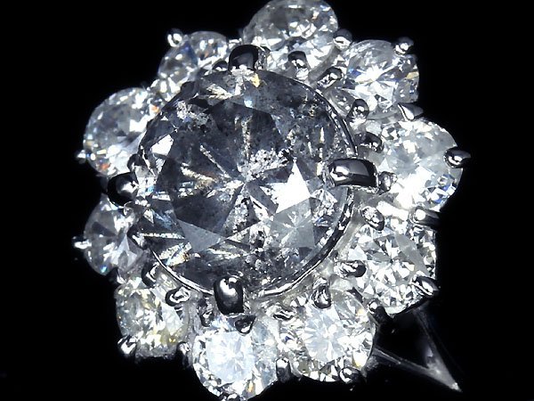 UM10761SS【1円～】新品【RK宝石】≪Diamond≫ 天然グレーダイヤモンド 特大1.355ct 極上脇石ダイヤ 総計0.77ct Pt900 超高級リング ダイヤ_画像2