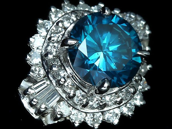 IIM10735SS【1円～】新品【RK宝石】SI-2 極上ブルーダイヤモンド 特大1.35ct!! 極上クリアダイヤ 0.51ct Pt900 超高級リング ブルーダイヤの画像3