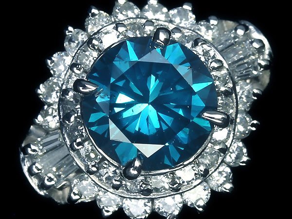 IIM10735SS【1円～】新品【RK宝石】SI-2 極上ブルーダイヤモンド 特大1.35ct!! 極上クリアダイヤ 0.51ct Pt900 超高級リング ブルーダイヤの画像4