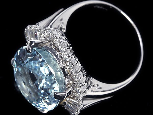 IW10926S【1円～】新品【RK宝石】≪Aquamarine≫ 極上アクアマリン 特大15.33ct!! 極上ダイヤモンド 総計0.76ct Pt900 超高級リング ダイヤの画像5